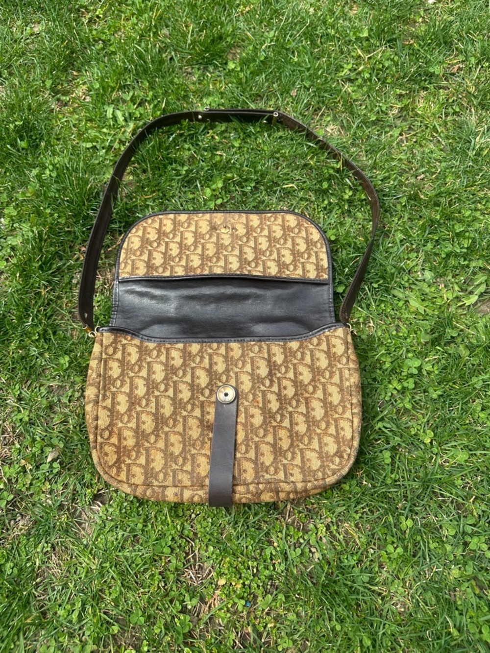 ✨ Christian Dior Trotter Canvas Shoulder Bag – Brown/Gold ✨ - Picture 10 of 17